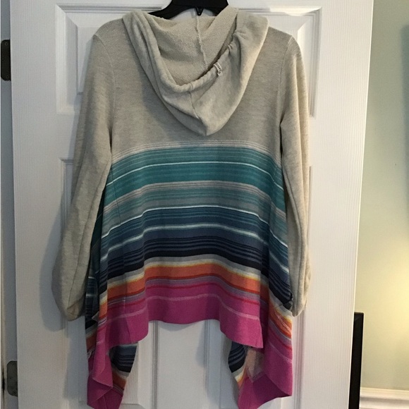 BILLABONG Hooded Open Front Knit Cardigan Pastel Colors Size S - Picture 5 of 9